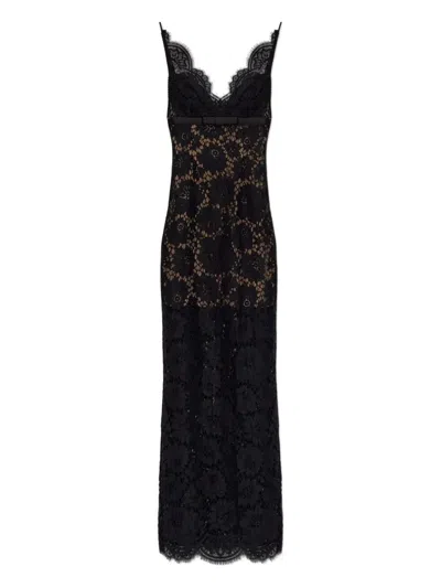 SELF-PORTRAIT FLORAL LACE MAXI DRESS,AW25.096X BLACK