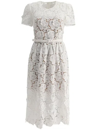 Self-portrait Floral-lace Midi Dress In White