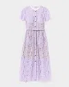 Self-portrait Lace Buttoned Cotton Blend Midi Dress