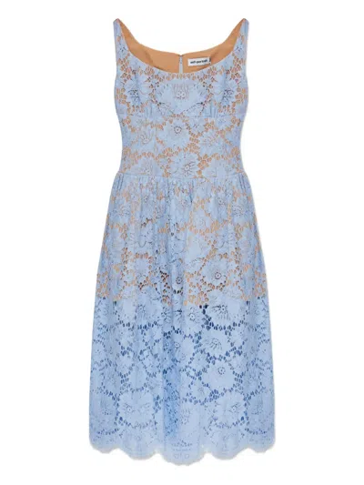 Self-portrait Floral-lace Midi Dress In Blue