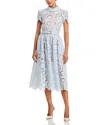 Self-portrait Floral Lace Midi Dress In Blue