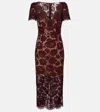 Self-portrait Womens Burgundy Floral Lace Bow-embellished Woven Midi Dress In Burgundy