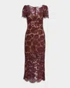 Self-portrait Self Portrait Burgundy Floral Lace Midi Dress In Burgundy