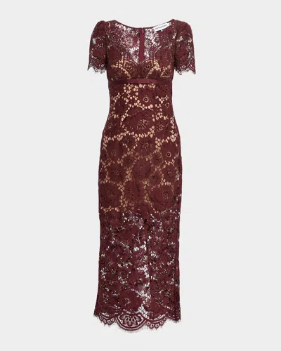 SELF-PORTRAIT FLORAL LACE MIDI DRESS