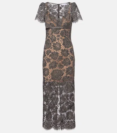 Self-portrait Floral Lace Midi Dress In Multi