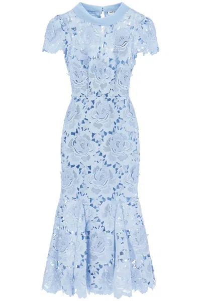 Self-portrait Self Portrait Lace Midi Dress With Contrasting Collar In Blue