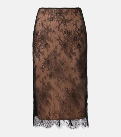 SELF-PORTRAIT FLORAL LACE MIDI SKIRT