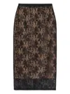 Self-portrait Black Floral Lace Midi Skirt Clothing In Brown