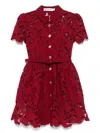 Self-portrait Womens Embroidered Collared Lace Mini Dress Burgundy In Red
