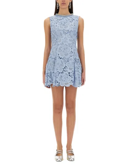 Self-portrait Self Portrait Floral Lace Mini Dress In Blue