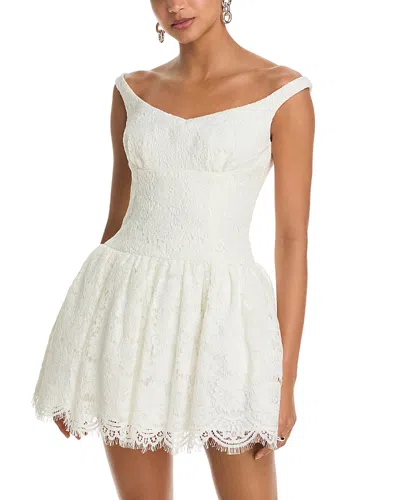 Self-portrait Floral Lace Mini Dress In Neutral