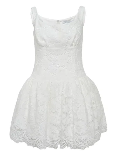 Self-portrait Floral Lace Flared Mini Dress In Neutral