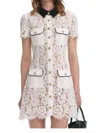 Self-portrait Short Dress With Floral Lace Embroidery Self Portrait In White