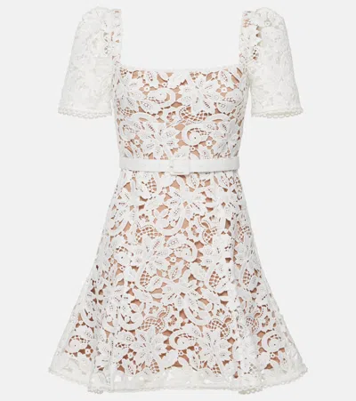 Self-portrait Self Portrait Floral Lace Mini Dress With Eight In White