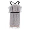 Self-portrait Floral Lace Off-shoulder Mini Dress In Grey Polyester In Gray