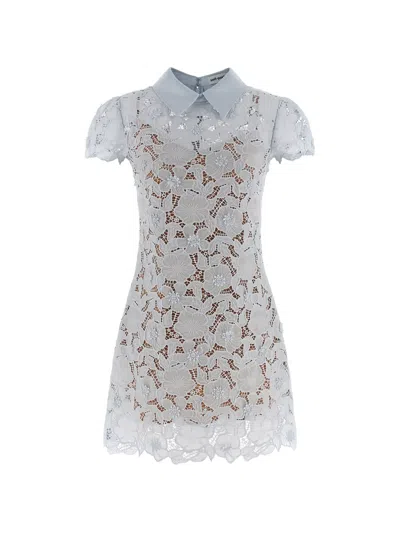 Self-portrait Floral-lace Point-collar Mini Dress In Multi