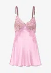 Self-portrait X Christopher Kane Lace And Satin Mini Dress In Pink
