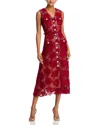 Self-portrait Crystal-buttons Lace Midi Dress In Burgundy