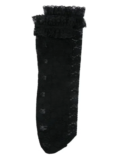 Self-portrait Floral-lace Socks In Black