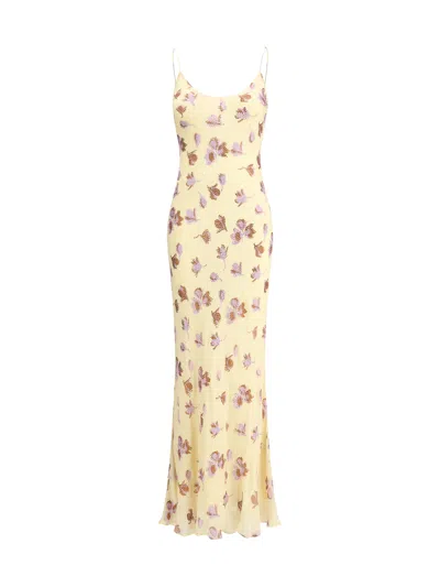 Self-portrait Floral Long Dress In Neutral