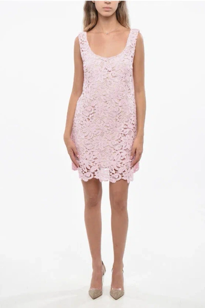 Self-portrait Floral-motif Lace Mini Dress In Pink