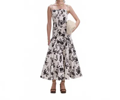 Self-portrait Floral Print Midi Dress In Black And Cream In Multi