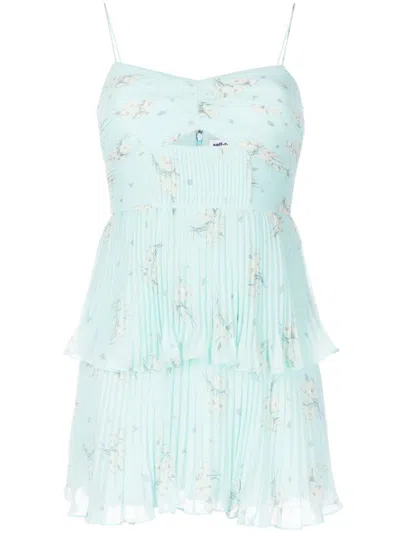 Self-portrait Leeva Minikleid Mit Blumen-print In Blue