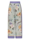 Self-portrait Floral Twill Palazzo Pants In Blue
