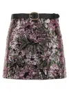 Self-portrait Floral Sequin Mini Skirts Pink In Multi
