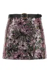 Self-portrait Floral Sequin Mini Skirts Pink In Multi
