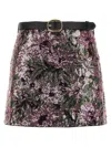 Self-portrait Floral Sequin Mini Skirts Pink In Multi