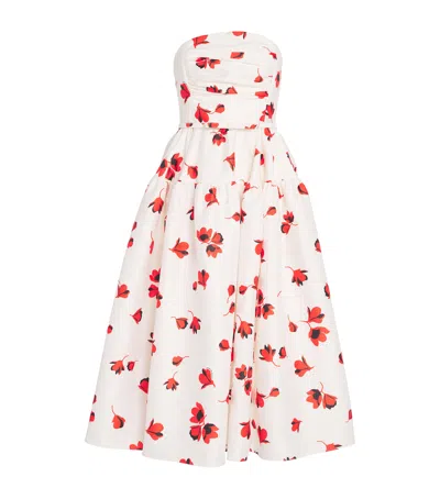 SELF-PORTRAIT FLORAL STRAPLESS MIDI DRESS