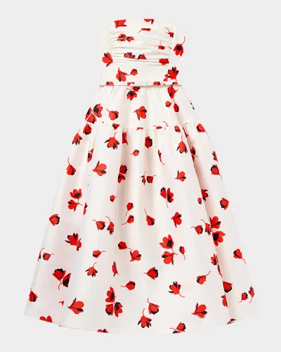 Self-portrait Floral Taffeta Midi Dress