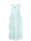 Self-portrait Floral Tiered Midi Dress With Pleated Silhouette In Green