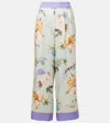 Self-portrait Floral Twill Palazzo Pants In Multicoloured