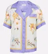 Self-portrait Floral Twill Shirt In Blue