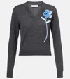 Self-portrait Floral Wool And Cashmere Sweater In Grey