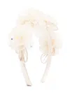 Self-portrait Flower-appliqué Head Band In Neutrals