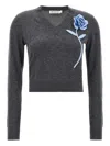 Self-portrait Floral Wool And Cashmere Sweater In 灰色