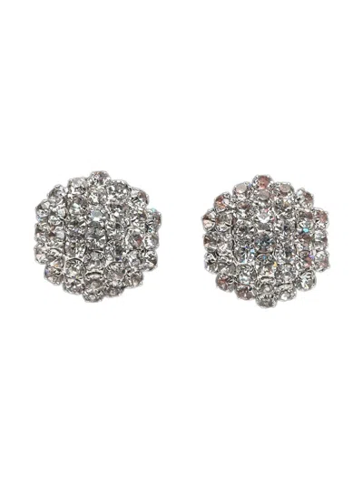 Self-portrait Silver Colored Earings With All-over Crystal Embellishments In Copper Woman