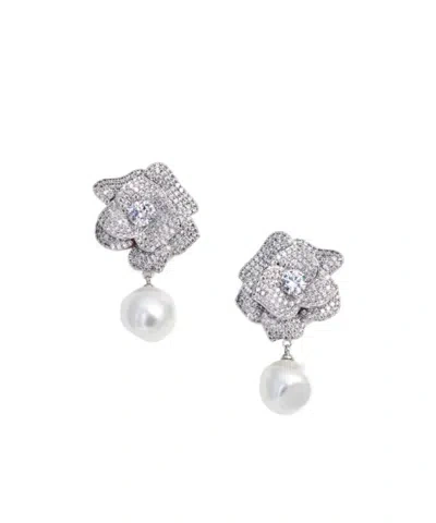 Self-portrait Flower Earrings In White