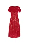 Self-portrait Lace Midi Dress With Sparkling Sequins In Red