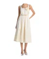 Self-portrait Bonded Satin Flower Midi Dress In White