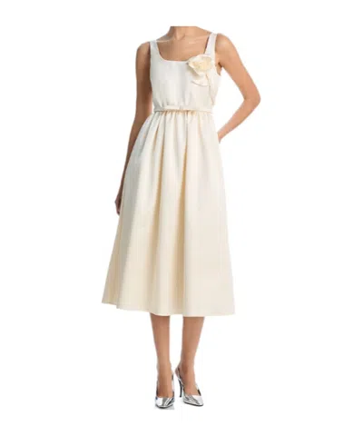 Self-portrait Floral-appliqué Satin Midi Dress In Multicolor