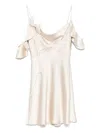 Self-portrait Beige Off-shoulder Mini Dress With Ruched Details In Tech Fabric Woman In 中性色