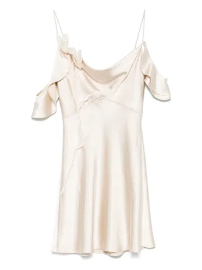 SELF-PORTRAIT FLOWER SATIN MINI DRESS