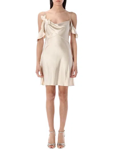 Self-portrait Flower Satin Mini Dress