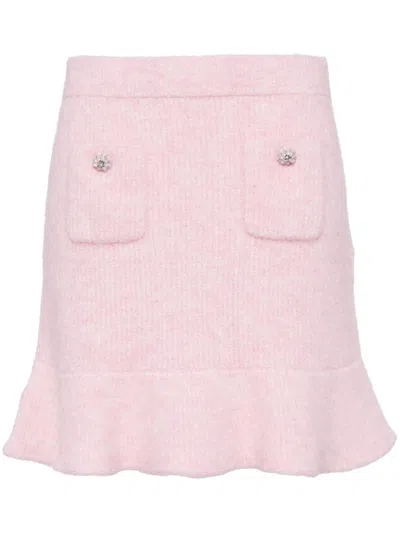 Self-portrait Brushed Marl-knit Miniskirt In Pink