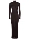 Self-portrait Form-fitting Black Maxi Dress In Brown
