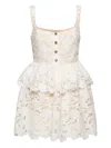 Self-portrait Frill Button-detail Mini Dress In White
